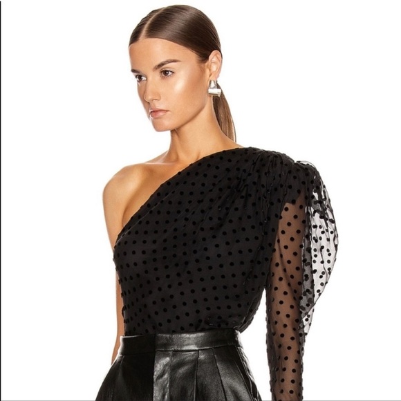 IRO Coatli gathered polka dot one shoulder top - Picture 1 of 6